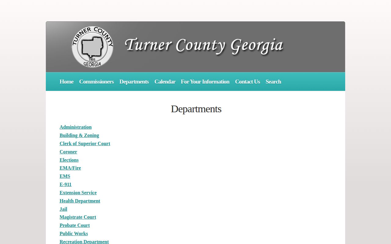 Official Turner County departments directory