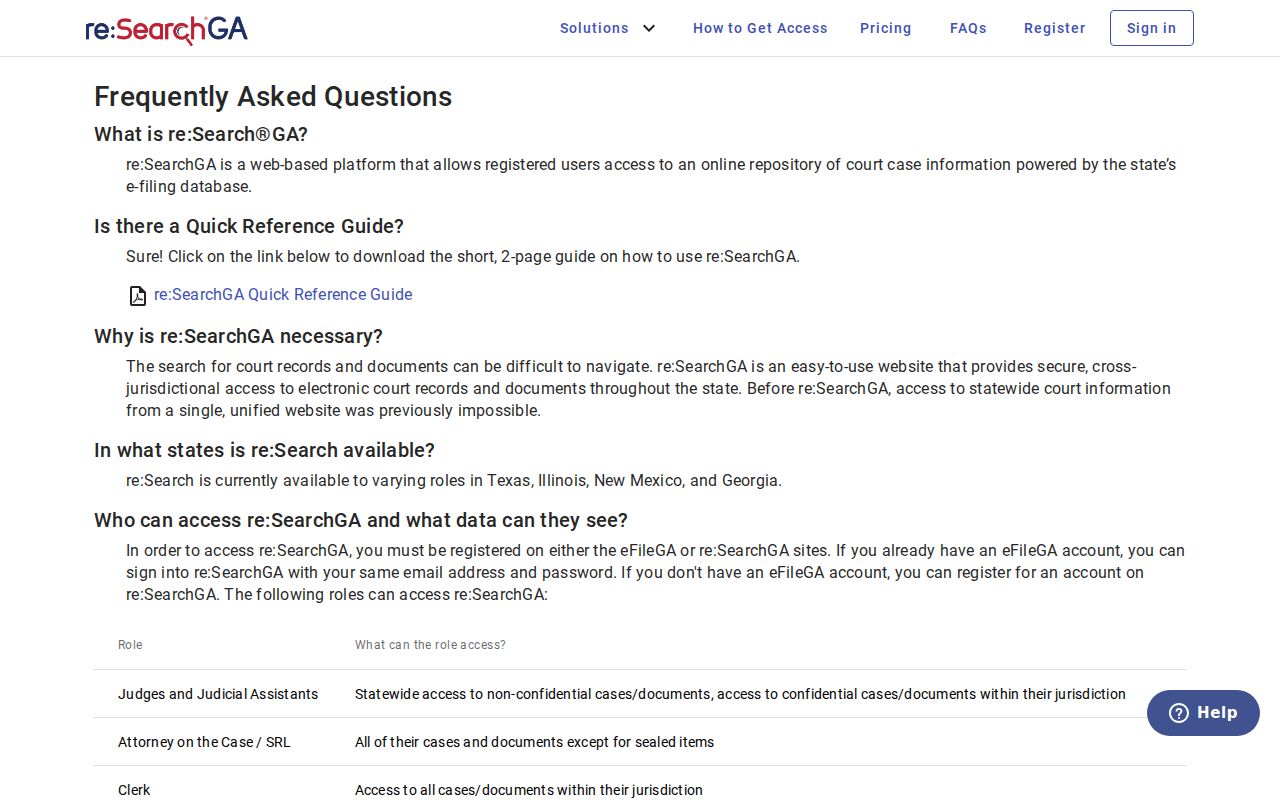 re:SearchGA court record FAQ used for Turner County follow-up